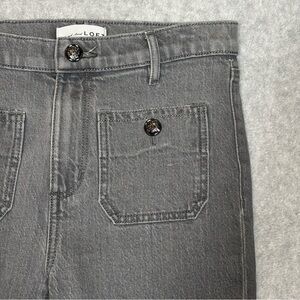 LOFT The Kick Crop High-Rise Patch Pockets Denim Jeans-Gray Wash-Women Size 25/0